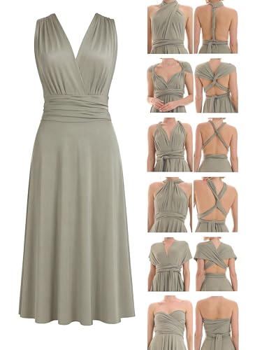 Juvell Infinity-Kleid kurz - Brautjungfernkleider Midi - Infinity Dress - Hochzeit - Elegantes Cocktailkleid-Abendkleid-Abschlussball - 1100 (40-44, Hellgrün)