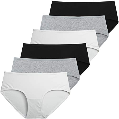 INNERSY Damen Slips Mehrpack Unterhosen Stretch Baumwolle Schwarz Weiß 6er Pack (M-EU 40, Schwarz/Weiß/Grau)
