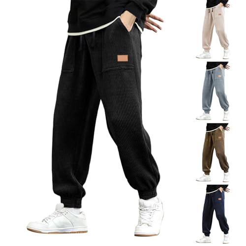 Jogginghose Herren Baggy, Cordhose Herren Baggy Jogginghose Elastische Taille Lang Japanische Cord Hose Freizeithose Mit Taschen Mit Kordelzug Streetwear Weites Bein Casual Style Outdoor