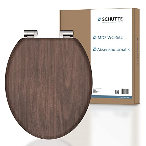 SCHÜTTE WC-Sitz DARKWOOD mit Absenkautomatik aus Holz, Klodeckel für WC