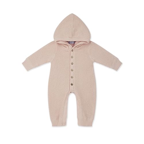Sailing Baby Overall Strampler für Mädchen Strickstrampler mit Kapuze und Baumwollfutter (rosa, 0-3 Monate)