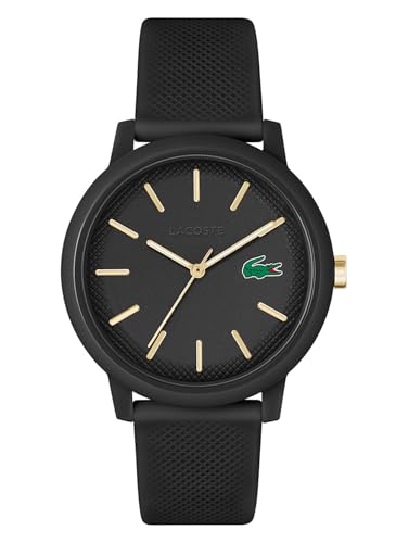 Lacoste Analog Quarzuhr für Herren Kollektion LACOSTE.12.12 mit Schwarzes Silikonarmband - 2011233