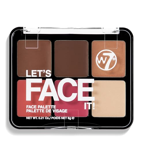 W7 Let’s Face It Cream Face Palette – Soft Glow - 6er Bronzer-, Blush- & Highlight-Palette - Cremiges, Verblendbares Face Makeup