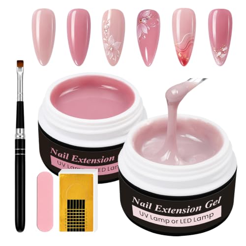 Sularpek 15 ML Aufbaugel für Gelnägel, Acrylgel für Nägel, Gel Nnägel, UV Nagellack für Nägel Reparatur, Verstärkungsverlängerung für Nagelstudio(Nude Pink Glitter + Nude)