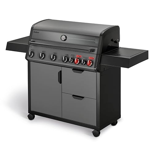 Enders® Gasgrill HYDE 6 SIKR Turbo, 6 Brenner aus Edelstahl für kraftvolles direktes und indirektes Grillen, 800 °C TURBO ZONE™, SWITCH GRID™, Infarot-Backburner und Seitenkocher, #8044