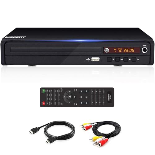 DVD-Player - Für TV mit HDMI, HD1080P DVD-CD-Player, USB-Eingang, PAL-NTSC-System, alle Regionen frei, HDMI-/AV-Kabel im Lieferumfang