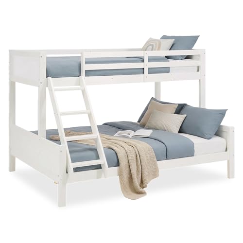 Homestyle4u Etagenbett 90x200 & 140x200 - Kiefer Massivholz Stockbett Weiß