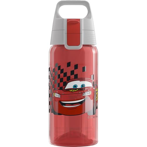 SIGG VIVA ONE Cars Kinder Trinkflasche (0.5 L), schadstofffreie Kinderflasche mit auslaufsicherem Deckel, einhändig bedienbare Wasserflasche für Kinder
