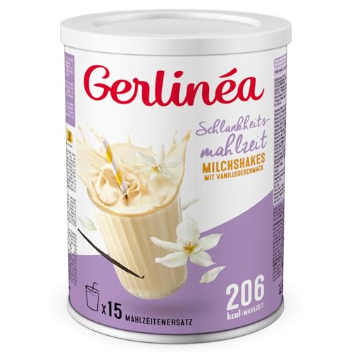 GERLINÉA – Milchshake Vanille – Proteinreicher Mahlzeitenersatz mit 13 Vitaminen & 10 Mineralstoffen – Wenig gesättigte Fette – 15 Mahlzeiten, 436 g