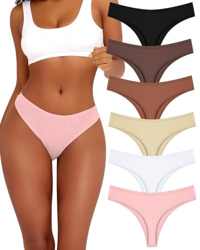ALL OF ME 6er Pack Baumwolle String Tanga Damen Unterhosen Sexy Unterwäsche Dessous Frauen Cotton Slips Underwear Thongs Women Panties Mehrpack S-XL,A-6,M