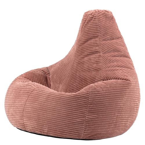 Icon Dalton Sitzsack Cord, Rosa, Gaming Sitzsack Erwachsene mit Füllung, Bean Bag, Cord Sessel, Lounge Sessel, Lounge Stuhl, Schlafzimmer, Wohnzimmer, Wohnzimmer Möbel