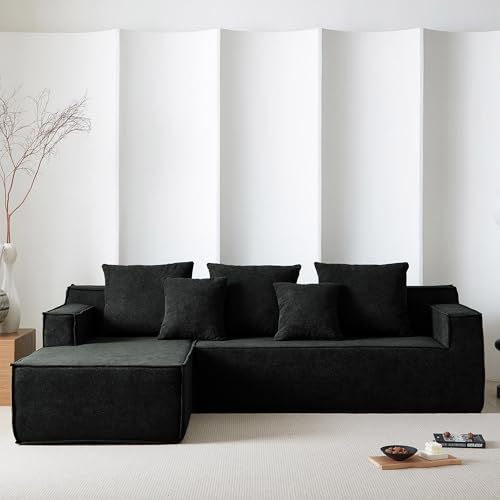 PurrJoys 2 mit modulares Sofa l Sofa, Sofa 7 sitzer, gepolsterte Sofas für Wohnzimmer und Schlafzimmer, Keine Montage erforderlich, schwarz