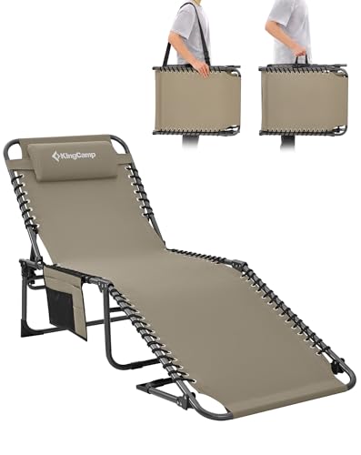 KingCamp Sonnenliege Klappbar 5-Position-Verstellbare, bis 180 kg, Beige