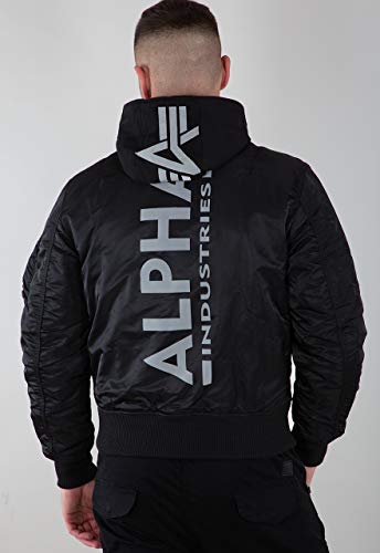 ALPHA INDUSTRIES Herren MA-1 ZH Back Print Bomberjacke, Black/Reflective, XL
