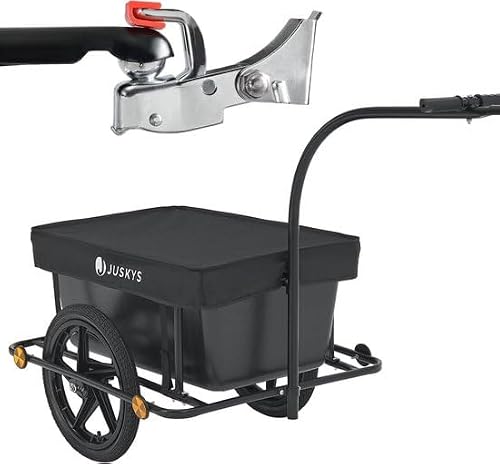Juskys Fahrradanhänger 90 Liter - Lastenanhänger mit Kupplung, Deichsel — Anhänger für Fahrrad 40/80 kg Zuladung - Transportanhänger mit Schutzplane