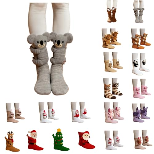 Generisch 3D Knit Kuschelsocken Huggy Socken Novelty Funny,Compression Socks for Unisex - Christmas Gifts 3D-Tiersocken, Handgehäkelte Warme Tiersocken Doppellagige Per Weihnachten