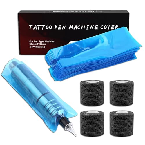PEPAX Tattoo Stift Hüllen 200 Stück Mit 4 Stück Grip Wrap