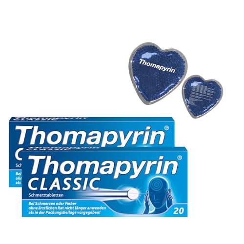 Doppelpack Set mit THOMAPYRIN CLASSIC Schmerztabletten (2x20St) + Kühlherzen