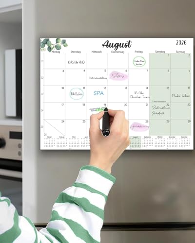 Qupuce Magnet Kalender 2026 2027 kühlschrank A4 cm, Magnetischer Kalender von Jan.2026 bis Juni 2027, Monatsplaner/Wandkalender Familienkalender für Zuhause oder Büro