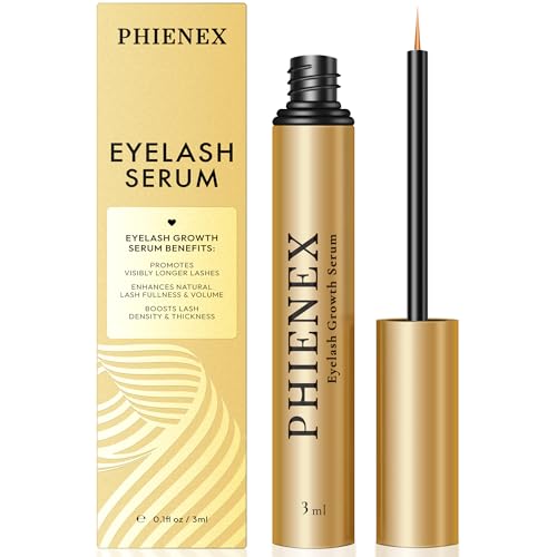 PHIENEX 2026 New Version Wimpernserum – ohne Hormone & vegan – Lash Serum für längeres, dichteres, volleres Wimpernwachstum – mit Botanischem Peptid-Komplex von US DermaCraft Labs – 3ml (Metallisch)