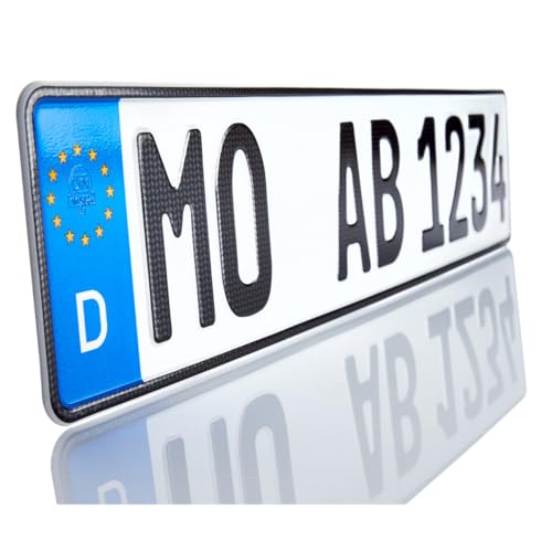 KFZ-Kennzeichen für Ihr Auto | 520x110 mm | Amtliches Euro-Kennzeichen | Nummernschild mit individueller Prägung | Made in Germany | 1 Stück