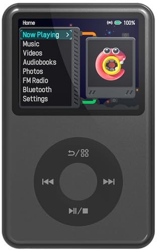 Innioasis Y1 Kinder MP3 Player - Zeitlose Klasse: 128 GB, Bluetooth, Video-Player, Hörbücher, FM-Radio und Touch Wheel-Steuerung (schwarz)