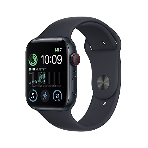 Apple Watch SE (2. Generation) (GPS + Cellular, 44mm) - Aluminiumgehäuse Mitternacht mit Sportarmband Mitternacht - Regular (Generalüberholt)