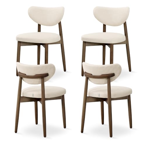VASAGLE 2er Set Esszimmerstühle, Polsterstuhl, Holzbeine, Beige