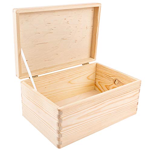 Creative Deco Holzkiste mit Deckel 30x20x14 cm Weihnachten Erinnerungsbox | (+/-1cm) Baby Groß Holzbox mit Deckel Unlackiert Kasten | Für Dokumente, Wertsachen, Spielzeuge, Werkzeuge | ROH
