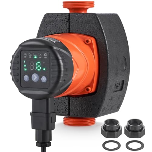 VEVOR Heizungspumpe 4 m Förderhöhe, Umwälzpumpe, 220 V, 22 W, 50 L/min, hocheffiziente Umwälzpumpe, automatische Wasserumwälzpumpe, 1-1/2 Zoll NPT-Gewinde, EMC Pumpe für Warmwasserbereitersystem