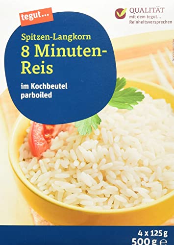 tegut... Parboiled Spitzen-Langkorn 8 Minuten-Reis im Kochbeutel, 4 Beutel - 1 x 500 g