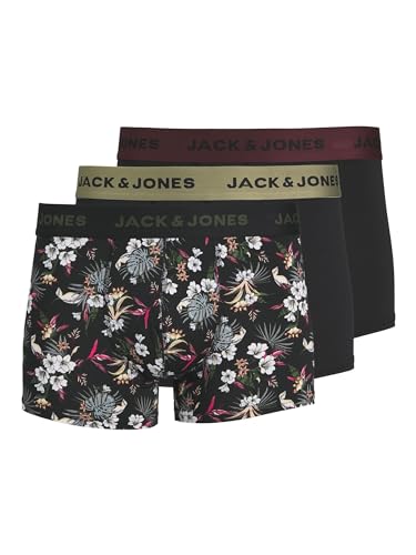 JACK & JONES Herren Jacflower Micro Fibre Pack of 3 Boxershorts, Schwarz, M EU