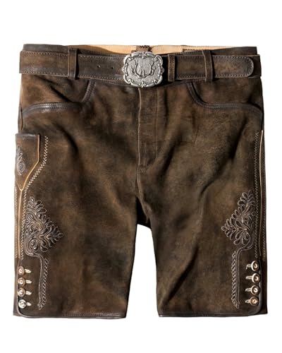 Stockerpoint Herren Lederhose Corbi4 I Größe 44-64 I Bequeme Trachtenhose in edler Hirschoptik inkl. Gürtel I Aus 100% hochwertigem Wildbockleder I Perfekt für Trachten & Festlichkeiten
