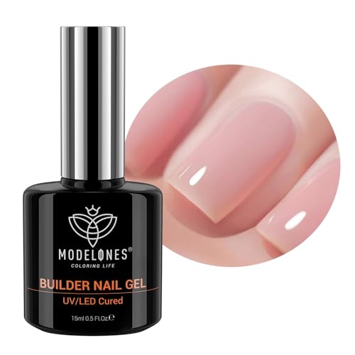 Modelones Aufbaugel für Nägel, Rosa Nude Builder in A Bottle UV Hard Gel für Strengthener Extension Base Nagelverlängerung Nail Art 15ML