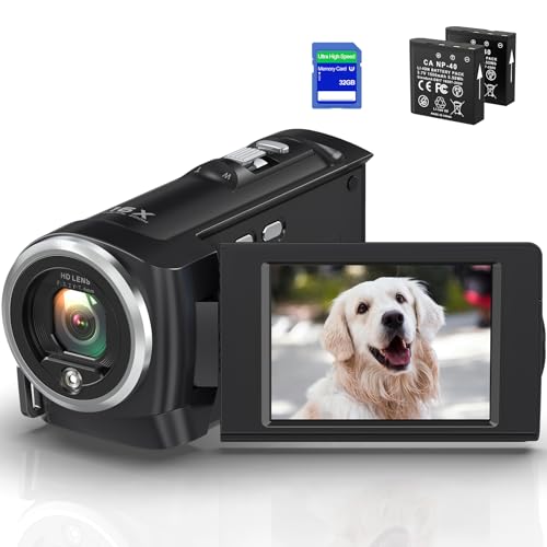 Videokamera 2.7K Camcorder 56MP 16X Digitalzoom Vlogging Camera mit LED-Fülllicht für YouTube, 2.8