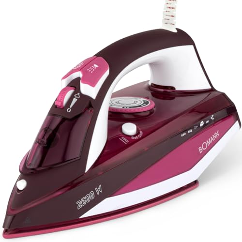 Bomann® Dampfbügeleisen mit Keramiksohle | 2600W | Bügeleisen mit Dampf | 350ml Tank | schnelle Aufheizzeit | Steam Iron mit Tropfstopp und Anti-Kalk | Bügeleisen Dampf | DB 6005 CB