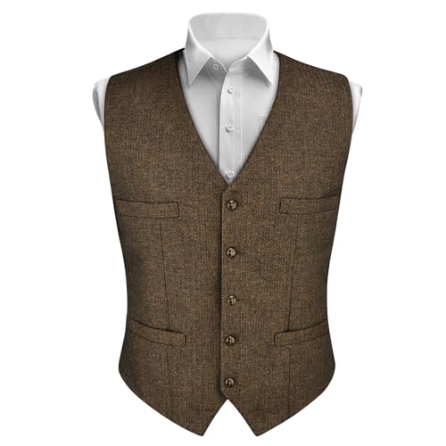 AUYAO Anzug Weste, FLoral Hochzeit Herren Anzugweste (Khaki, L)