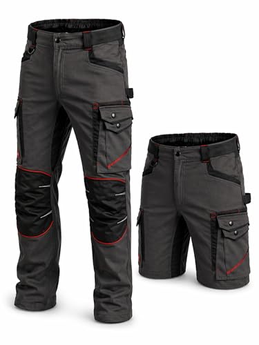 Arbeitshose Herren Stretch Shorts Größe 50 Cargohose 8 Taschen Zollstocktasche Arbeitsshorts Arbeitshosen Männer kurz Arbeitskleidung Berufskleidung Handwerk Bau Montage KfZ Werkstatt Garten Freizeit