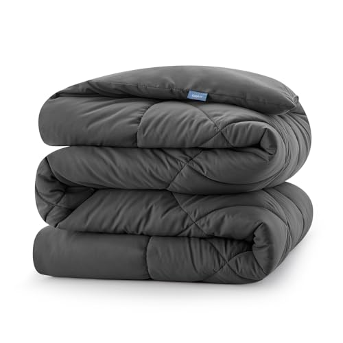 CozyLux Bettdecke 200x200cm für 4 Jahreszeiten - Bettdecke Ohne Bezug 2x2m Mikrofaser-Füllung 300GSM - Steppdecke mit 4 Eckschlaufen, Super Weiche Atmungsaktive Zudecke Schlafdecke 200x200, Grau