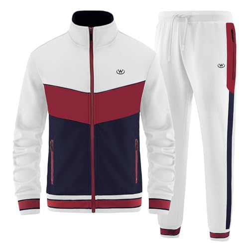 ANOTWENER Herren Trainingsanzüge Sets lässig lange Ärmel voller Reißverschluss Jacke und Jogginghose Jogginganzug Sport Outfits JW-7151-S