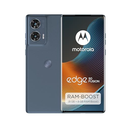 Motorola Moto Edge50 Fusion Smartphone (6,7''-FHD+-pOLED-Display,50-MP-Kamera,8/256 GB,5000 mAh, inkl. 68W-Ladegerät, Android 14) Forest Blue,inkl. Schutzcover+Handyhalterung[Exklusiv bei Amazon]