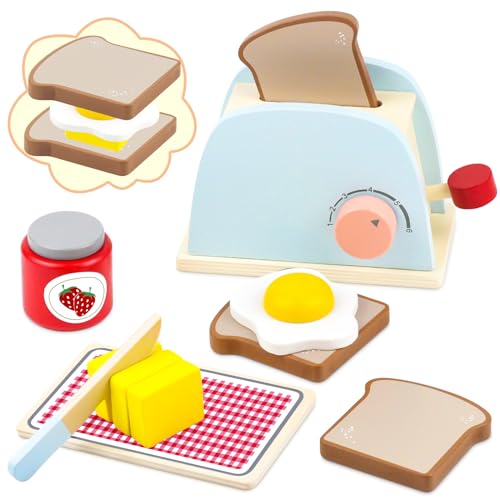 Kinderküche Spielküche Zubehör Holz, Holzspielzeug Toaster für Kinder