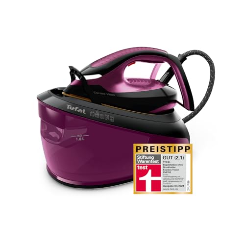 Tefal Express Vision, leistungsstarker 6,9-Bar-Druck, Dampfstoß: 480g/Min., Smart Temp-Technologie, LED Beleuchtung, abnehmbarer Kalk-Kollektor, Eco-Modus, 1,8 L Wassertank, lila/schwarz, SV8152