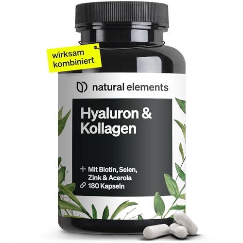 Natural Elements Hyaluronsäure & Kollagen – 180 Kapseln, Laborgeprüft