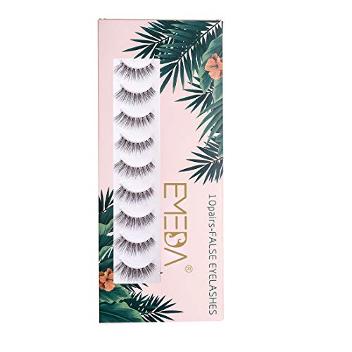 3D Falsche Wimpern 10 paare, natural fake lashes natürliche 3D kurze Wimpern handgefertigte transparente stiel künstliche Wimpern für das tägliche Make-up von EMEDA (005)