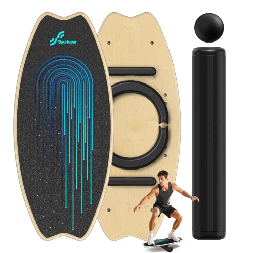 Balance Board Holz, Sportneer Indoorboard Skateboard, Indoor Surfboard Trickboard und Gleichgewichtsboard für Kinder und Erwachsene