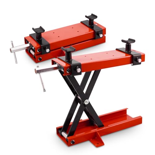 BITUXX Motorrad Heber Hebebühne Montagebock Scherenheber Montageständer Lift mit Bodenfixierung bis 500kg Rot