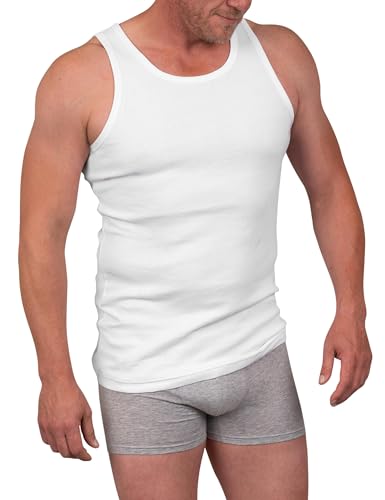 Basic Treasure 5er Pack Unterhemd Herren 100% Baumwolle Weiß M, Tank Top, Herren Unterhemden, Hochwertige Ärmellos Unterziehshirt