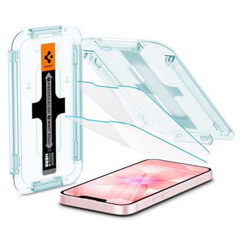 Spigen Glas.tR EZ Fit Schutzfolie kompatibel mit iPhone 17e, iPhone 16e, iPhone 14, iPhone 13, iPhone 13 Pro, 2 Stück, Kratzfest, 9H Härte Folie