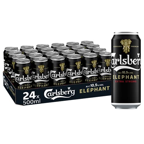 Carlsberg Elephant Extra Strong 10,5 % Vol. Dosenbier 0,5 l | 24 Starkbier Dosen in vollmundig, kräftigem Geschmack | Bier Palette Einweg (24 X 0,5 l)